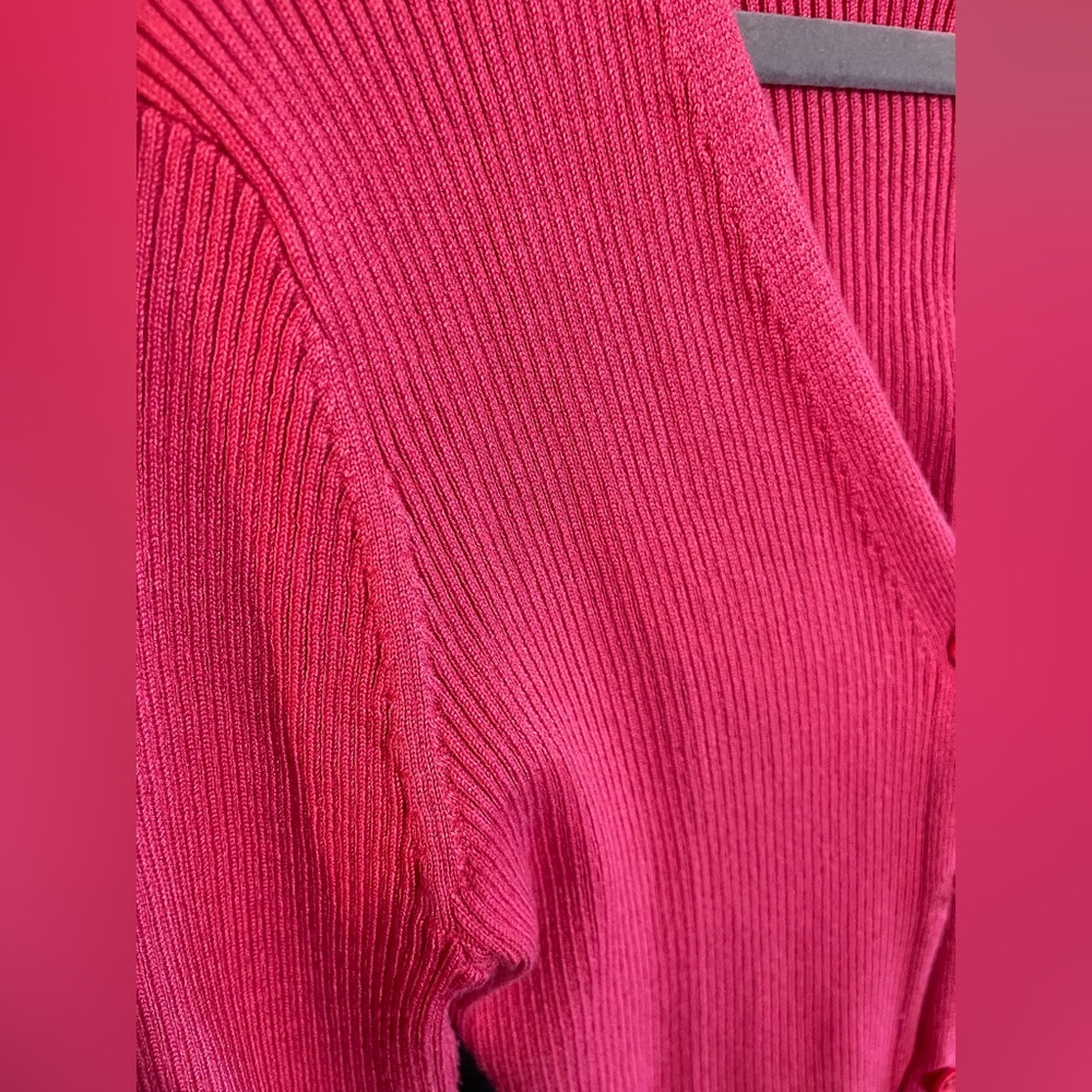 Pink Button-Up Women's Ribbed Sweater - Picture 7 of 7